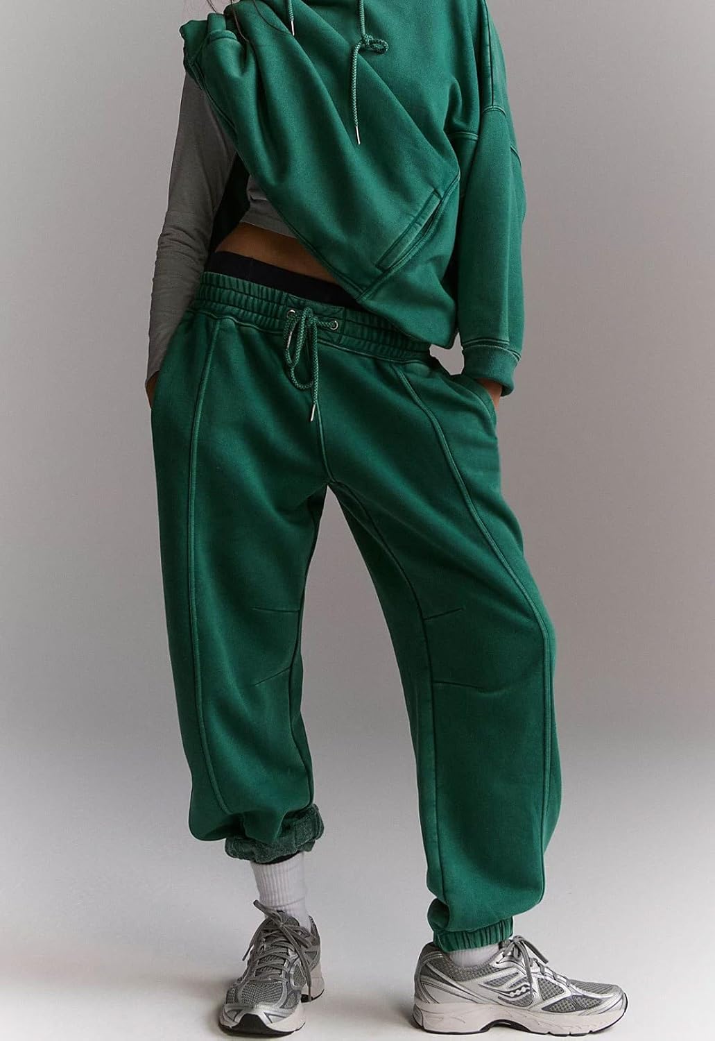 loveimgs Women Baggy Barrel Leg Sweatpants Wide Leg Pants Elastic Waist Barrel Pants Lounge Joggers Trousers Drawstring - Image 6