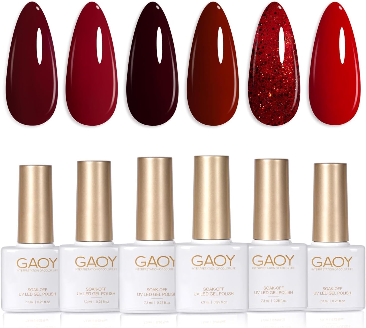GAOY Burgundy Red Gel Nail Polish Set 6 Colors Including Dark Cherry