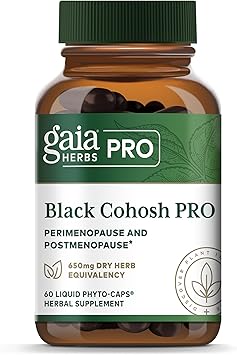 GAIA HERBS PRO Black Cohosh PRO - Healthy Perimenopause & Post Menopause Support Supplement* - Womens Health Supplement with Black Cohosh Root Extract - Vegan - 60 Liquid Phyto-Caps 60 Servings