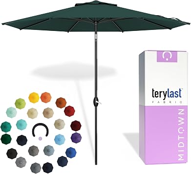 Midtown Umbrellas Lean - 6 Ft Patio Umbrella, Forest Green Canopy