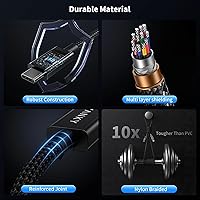 Vista 6 de IVANKY Certificado Intel Cable Thunderbolt 5 de 3.3 pies, hasta 120 Gbps y 240 W, cable Thunderbolt trenzado premium de 80 Gbps, compatible