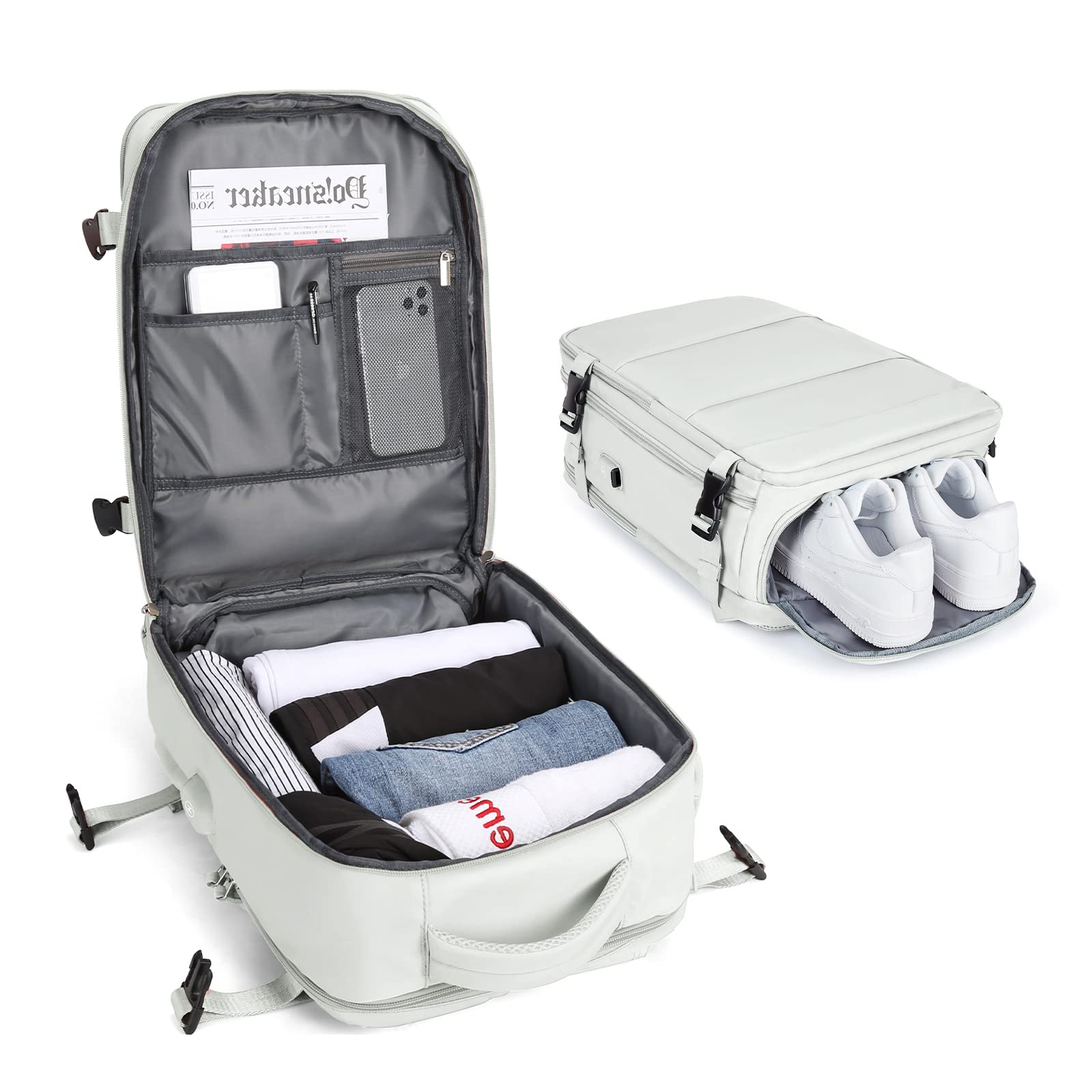 BJLFS Borse da Cabina per Ryanair 40x20x25 Bagaglio a Mano Zaino Borsa Zaino da Viaggio, Zaino da trekking,Zaino Easyjet 45x36x20,Zaino Casual per laptop da 14 pollici per scuola