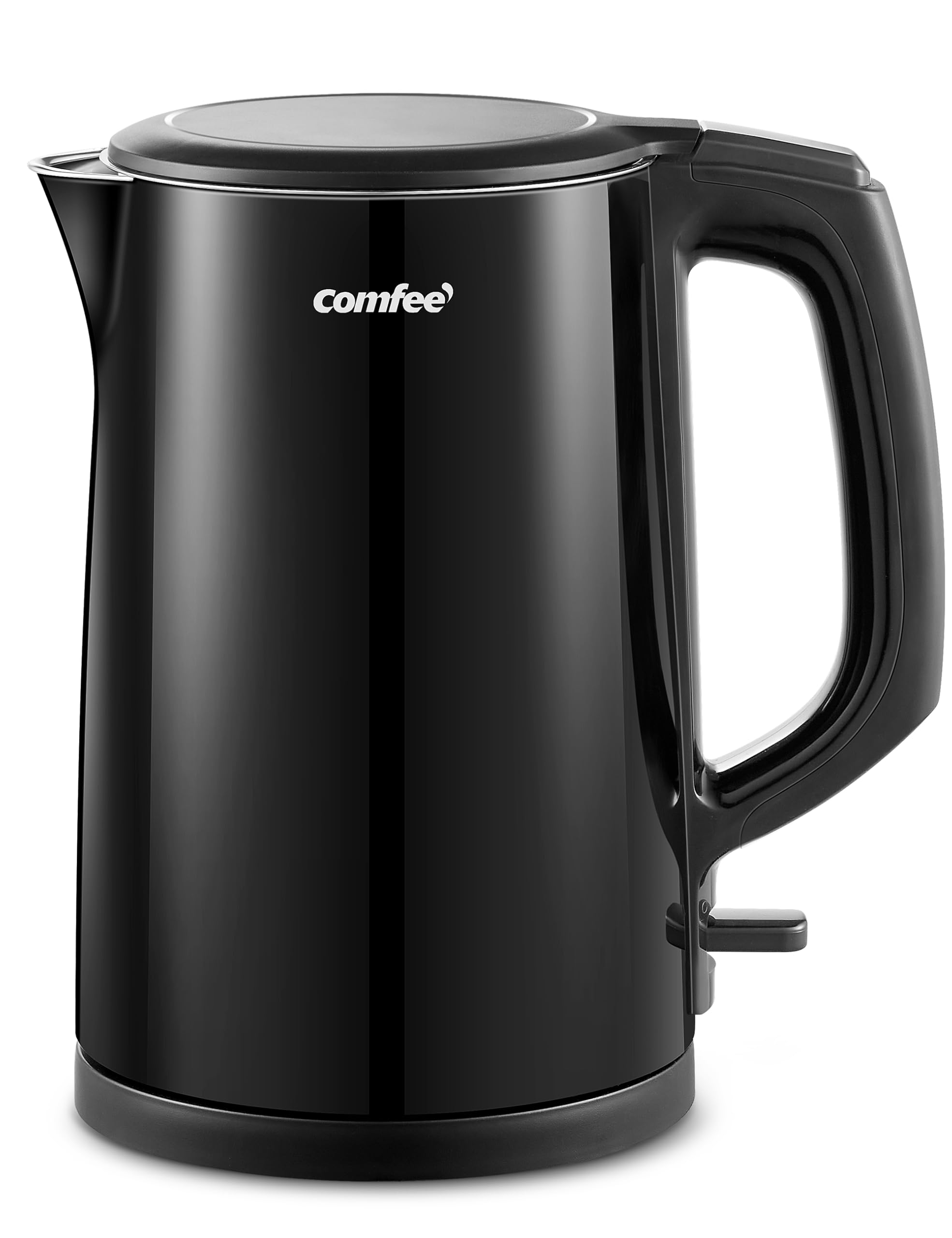 COMFEE' Electric Kettle and Tea Kettle, 1.5L Double Wall, Stainless Steel Interior, Lid & Spout, Fast Boil, Auto-Off, and Boil-Dry Protection, 1500W