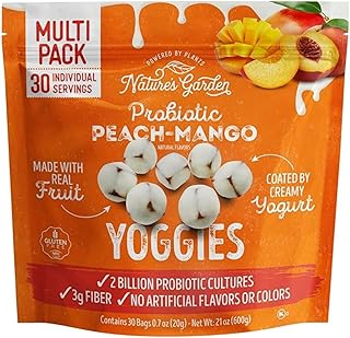 Nature's Garden Probiotic Peach Mango Yoggies, 21oz (30 x 0.7oz) - Yogur...