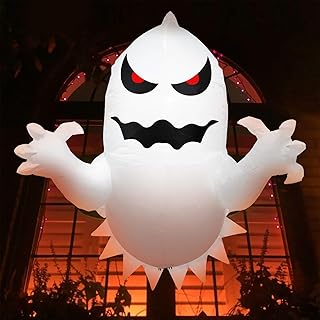 B&D 3.5FT Halloween Inflatables Flying Ghost Broke Out from Window, Halloween Blow Up Ghost Inflatables with Built-in LED Lights, Halloween Outdoor Inflatables for Party Indoor Yard Garden Decorations