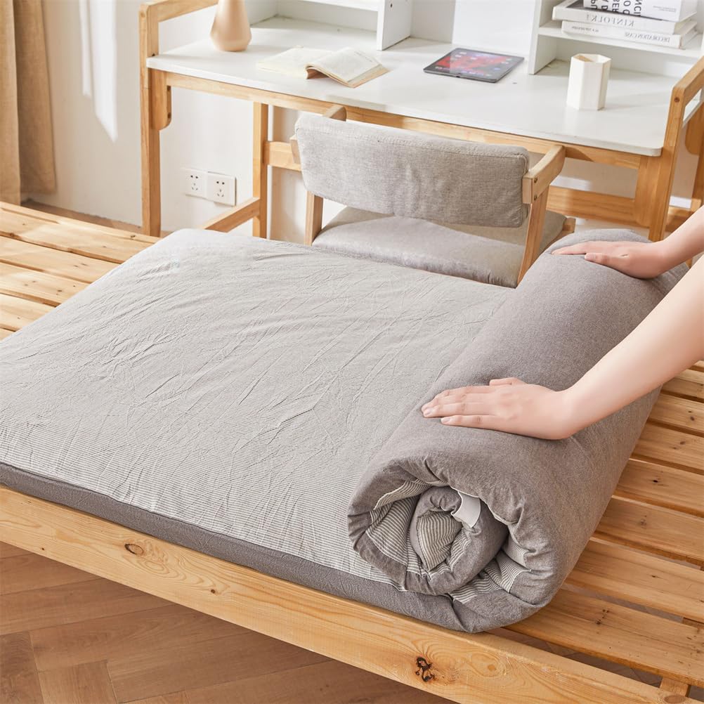 Tinta Unita Coprimaterasso per Futon con Cerniera, Giapponese Coprimaterasso per Pavimento Futon, Cotone Copertura Tatamia Lavabile, Universale Fodere per Materasso,B,90x190cm/35x75in