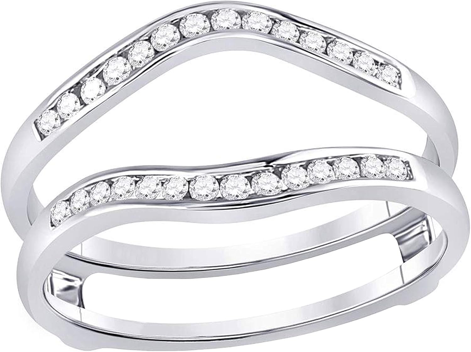 Dazzlingrock Collection 0.25 Carat (Ctw) Round Diamond Ring Guard Wrap Solitaire Enhancer 1/4 Ctw, 14k White Gold