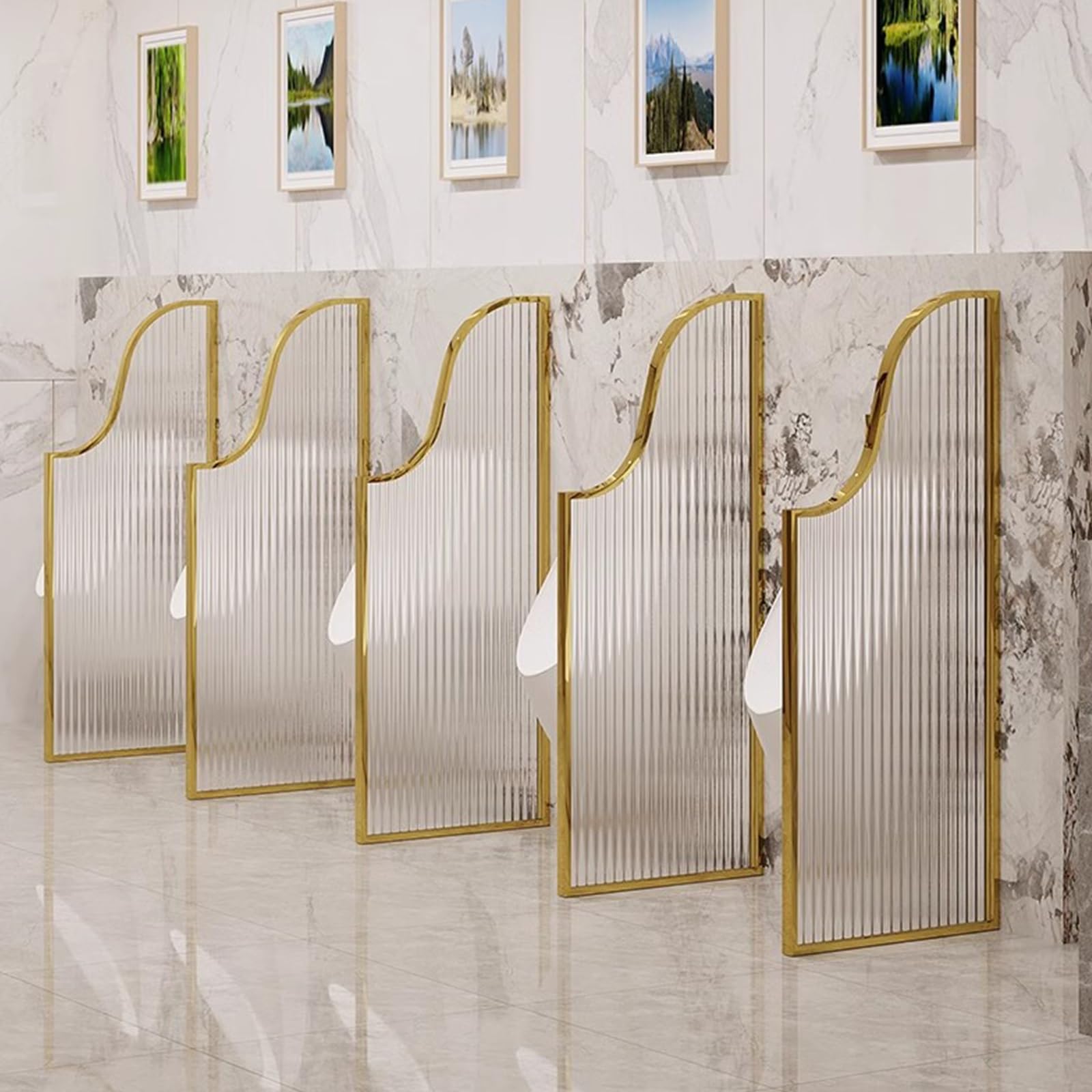 GTHTUHFD Stainless Steel Glass Partition Urinal Baffle Toilet Partition Translucent Design Sturdy And Durable Suitable For Schools And Public Places Black,Champagne Gold
