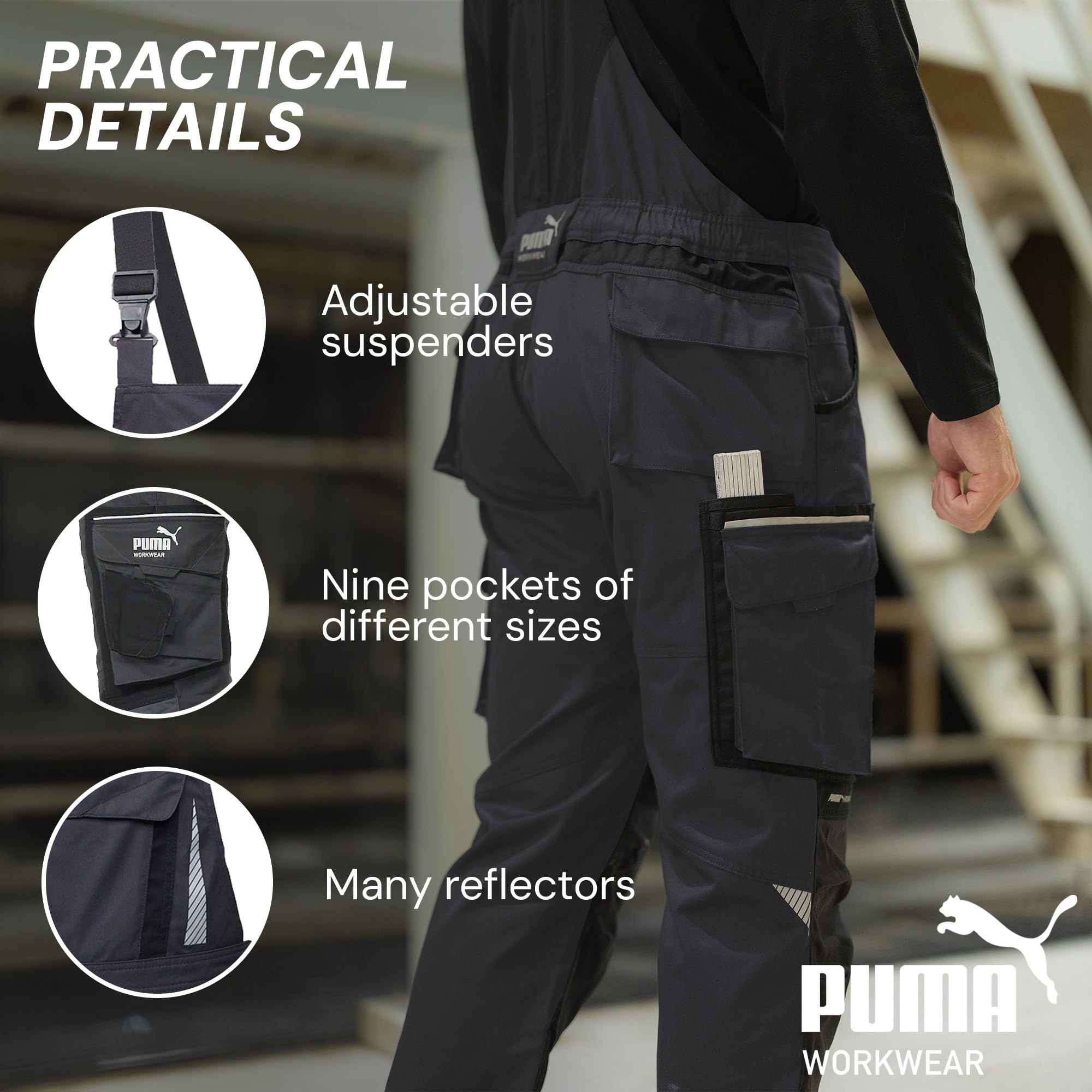 PUMA Workwear Premium Peto con muchos bolsillos y tejido de nailon extra reforzado