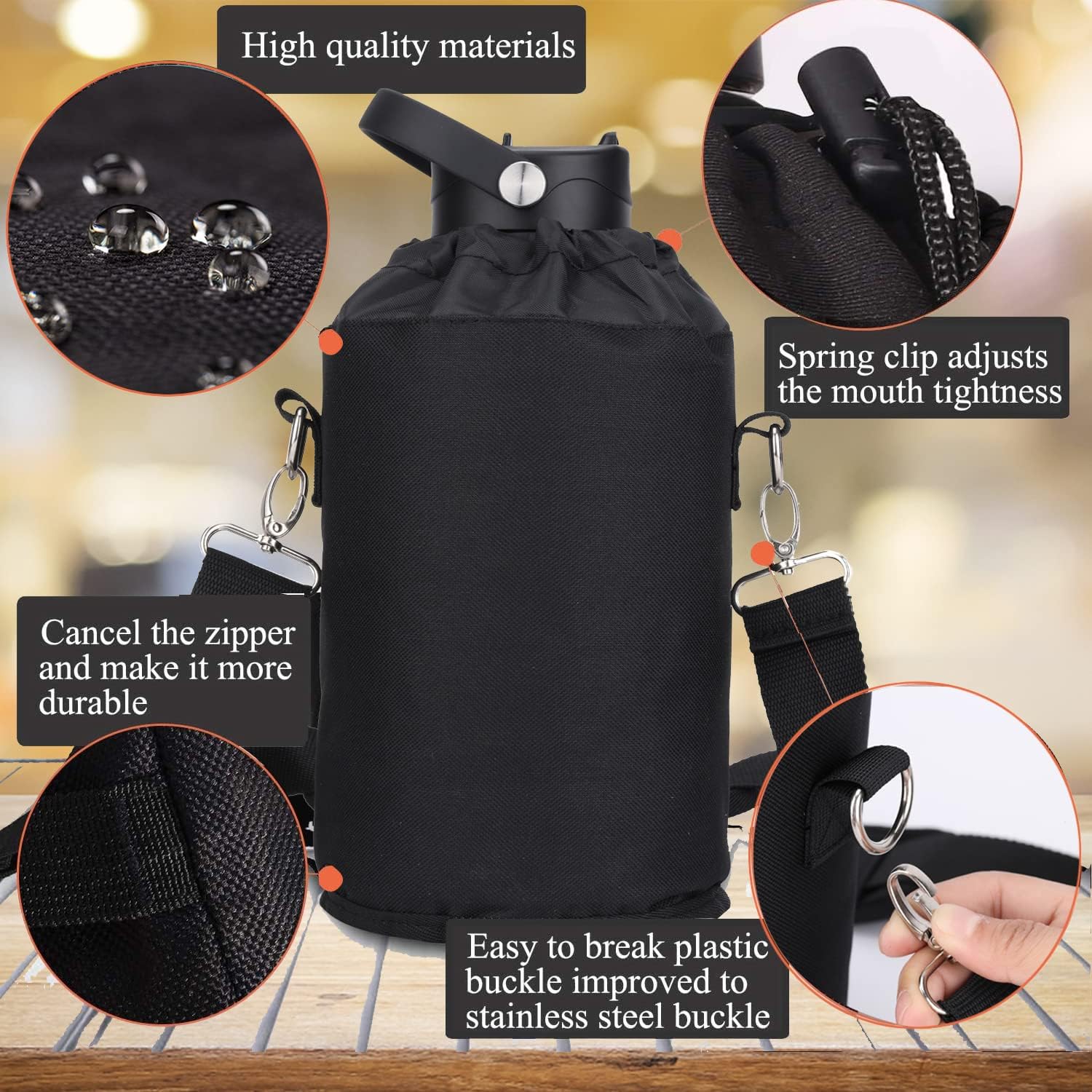 Water Bottle Insulated 32oz 40oz 64oz 128oz Straw Lid Spout Lid & 3 Lids, Leak Proof, Vacuum Insulated,Stainless Steel Water Bottle Wide Mouth for Sports, Gym or Office - Image 6