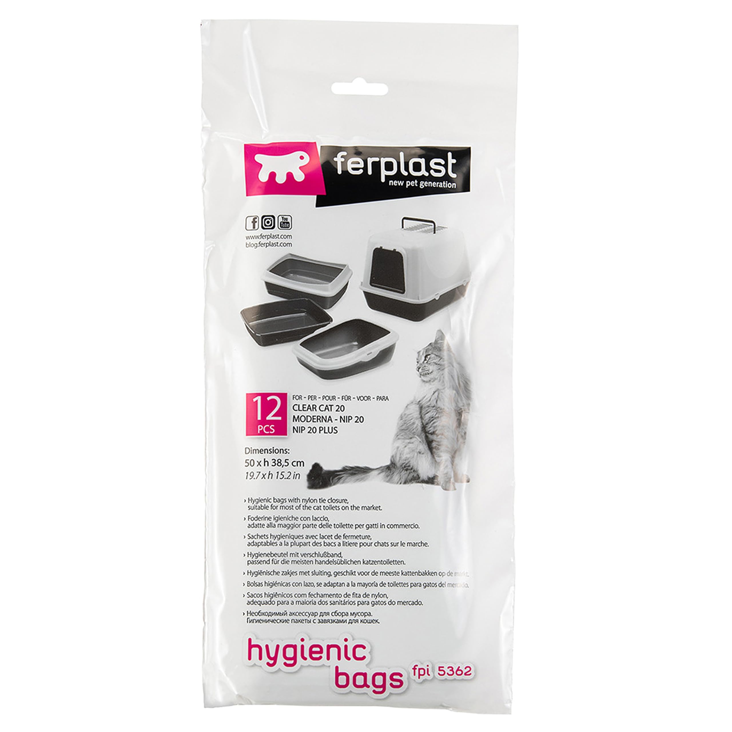 Ferplast FPI 5362 Bolsas higiénicas para litières Nip 20, Nip 20 Plus, Bella y Prima- – Juego de 4