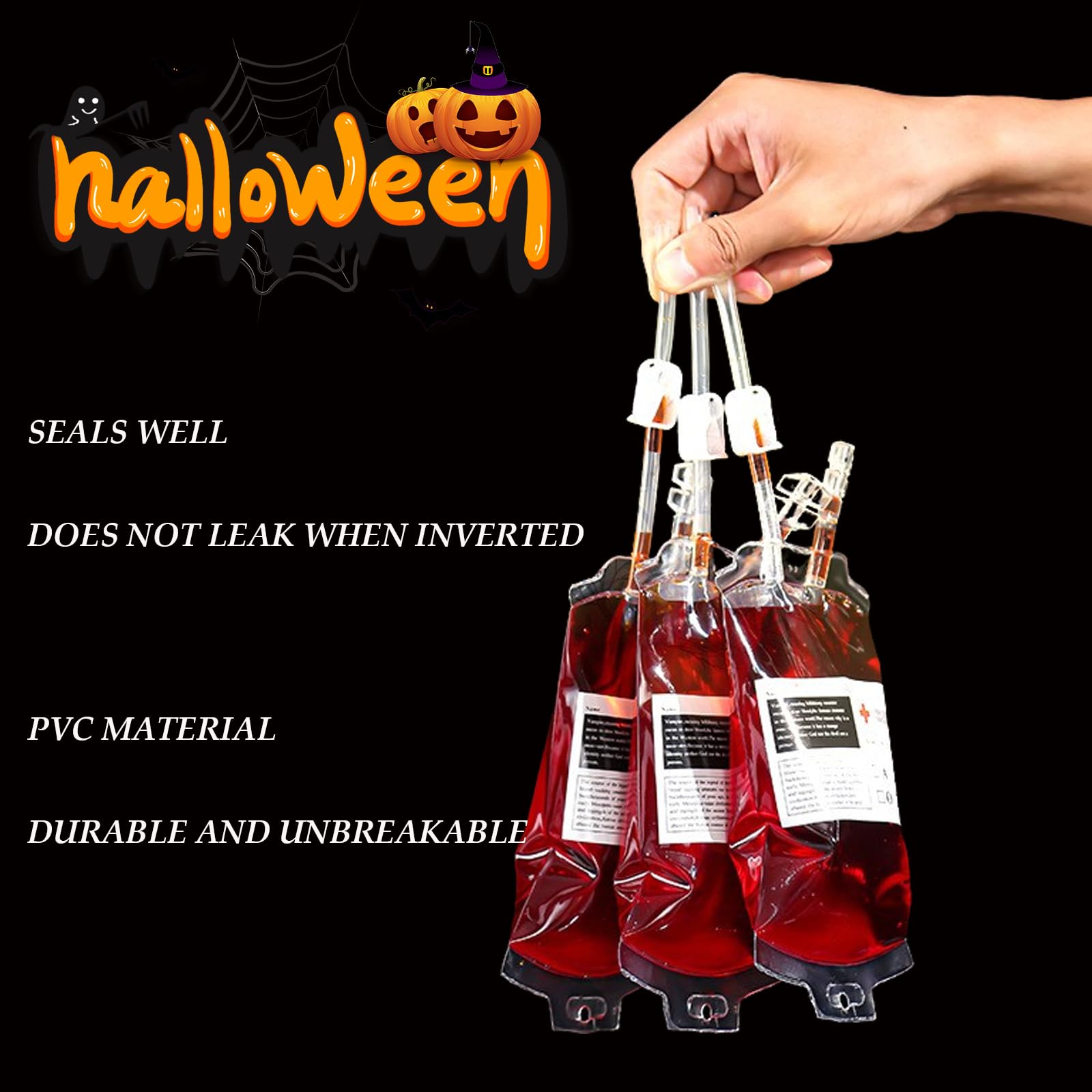 10 Stück Halloween Blutbeutel Trinkgefäße – IV-Beutel Aus PVC Für Getränke, Inkl. Spritze, Für Vampir- & Zombie-Partys