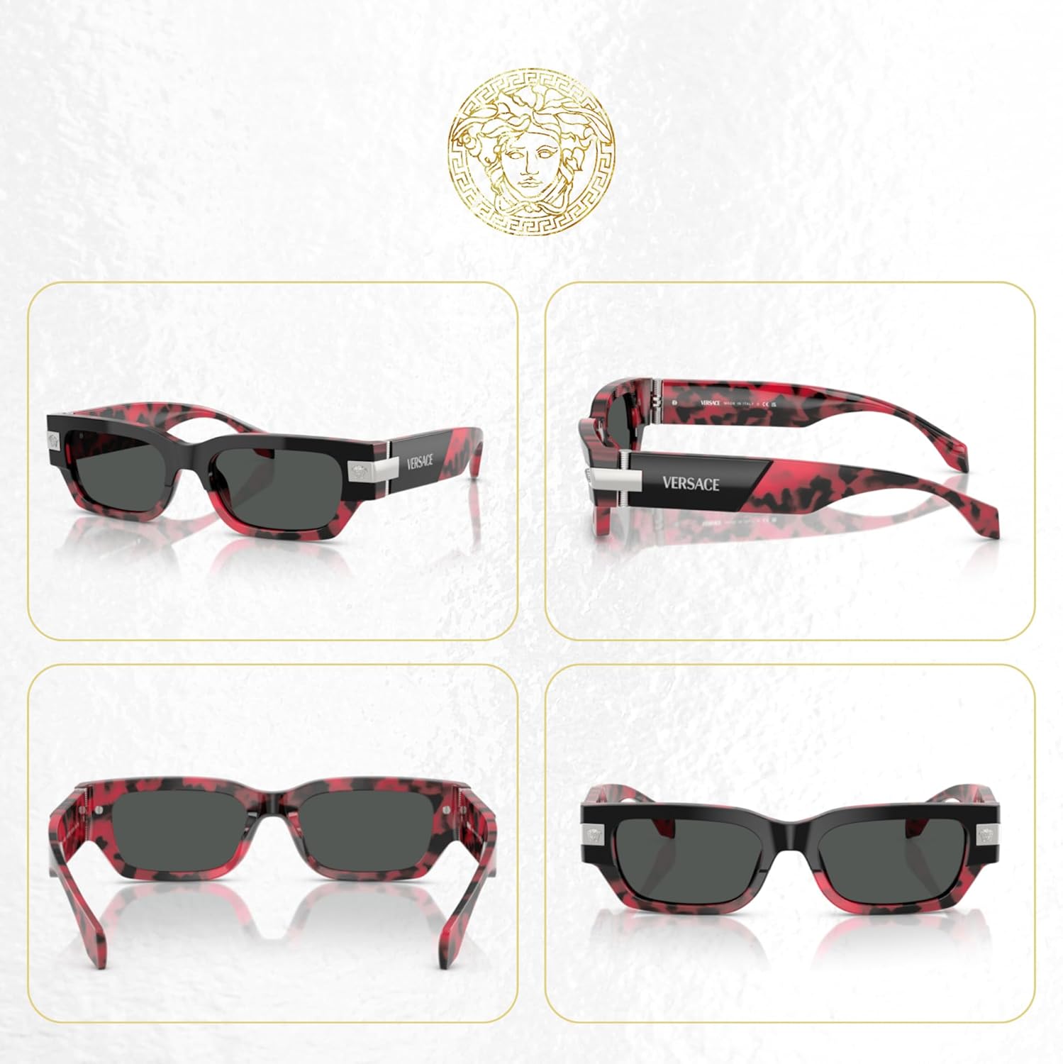 Versace VE4465 Rectangular Sunglasses for Men +BUNDLE with ACCESSORY EYEWEAR KIT - Image 3