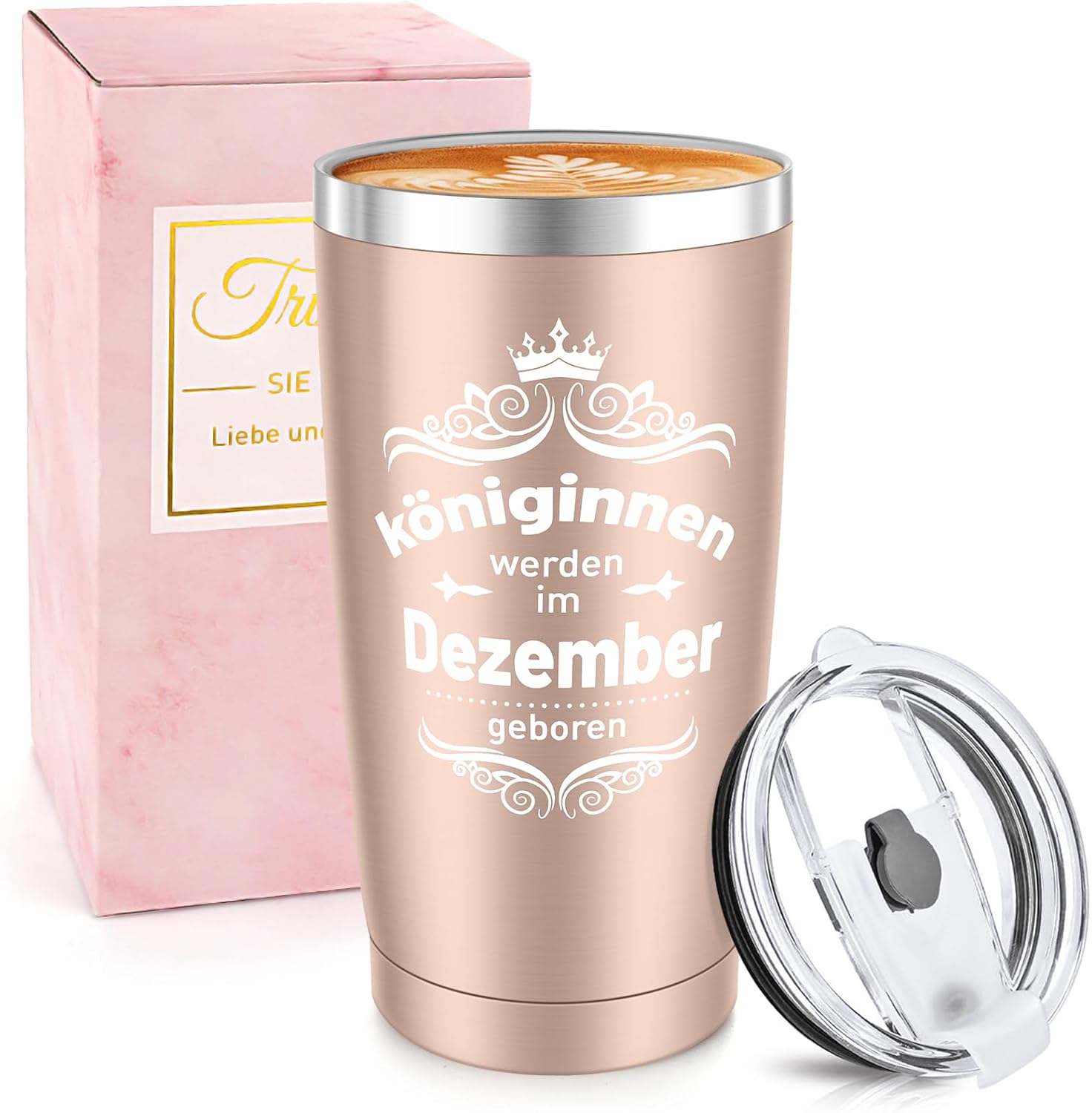 (-52%) Miofula Geburtstagsgeschenk für Frauen, 20oz Travel Mug Lustig Geschenke für Mama Freundin Oma Ehefrau Schwester Tochter, Edelstahl Thermobecher, Kaffeebecher-Königinnen Werden im Dezember Geboren