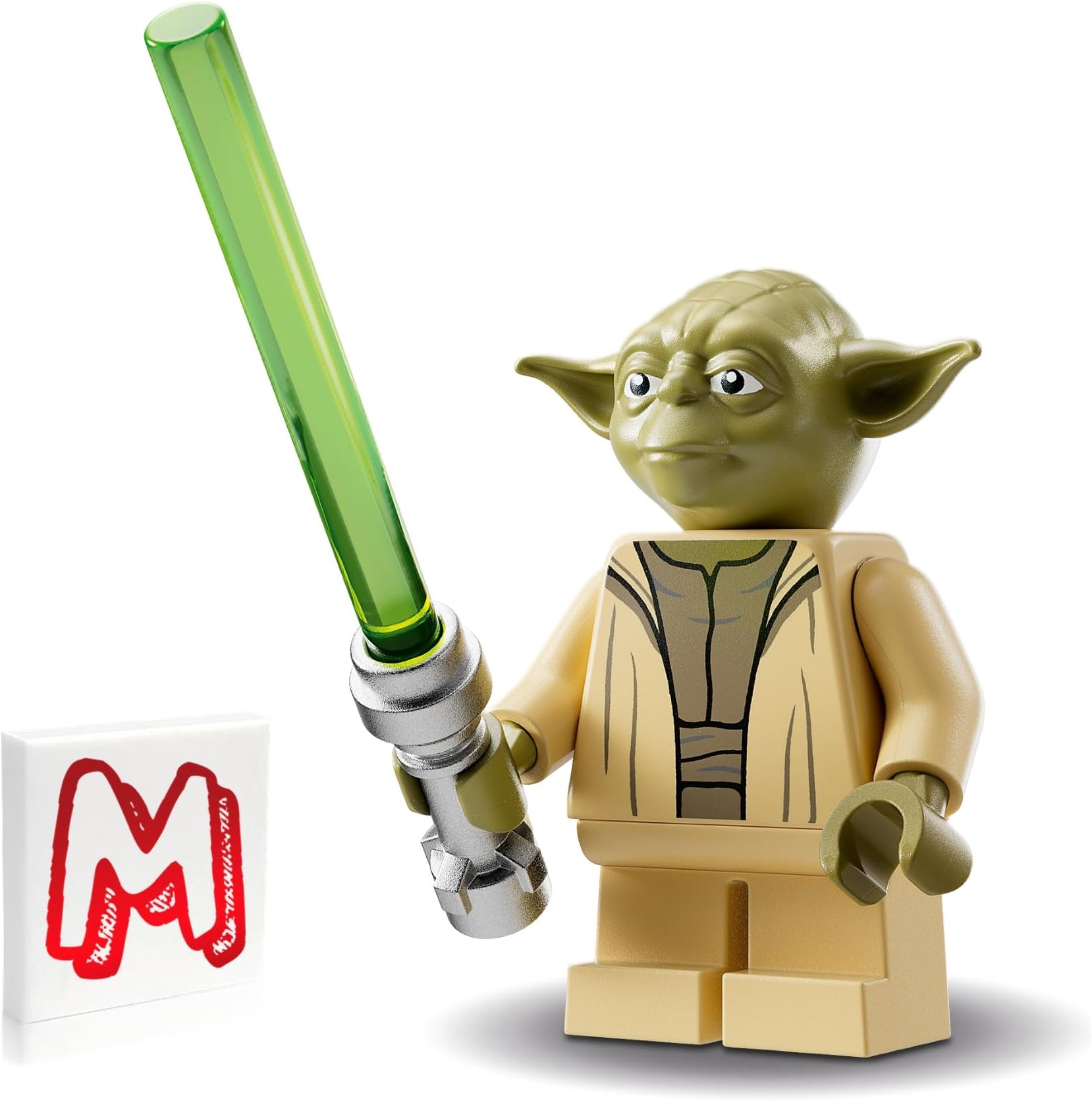 Star Wars The Clone Wars Minifigure - Yoda with Open Robe and Green Lightsaber (75360)
