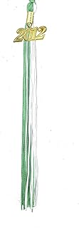 Green & White Graduation Tassel with Gold 2012 Year Charm