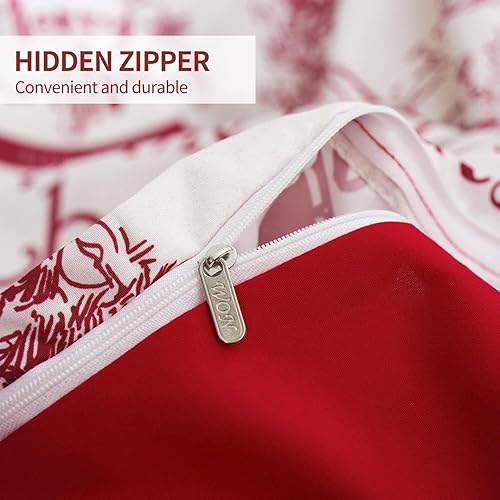 Miniatura 5 de Yiran Juego de funda de edredón de Navidad tamaño King, árbol de Navidad, muñeco de nieve, aldea, funda de edredón de microfibra suave, 2 fundas de