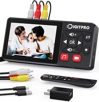 VHS to Digital Converter 2.0, HD Video to Digital Converter Recorder with Remote, Convert Record Analog Video Audio from VHS/VCR, DVR/DVD/Hi8/Mini DV/Camcorder/Gaming ConsolesTapes Players Needed