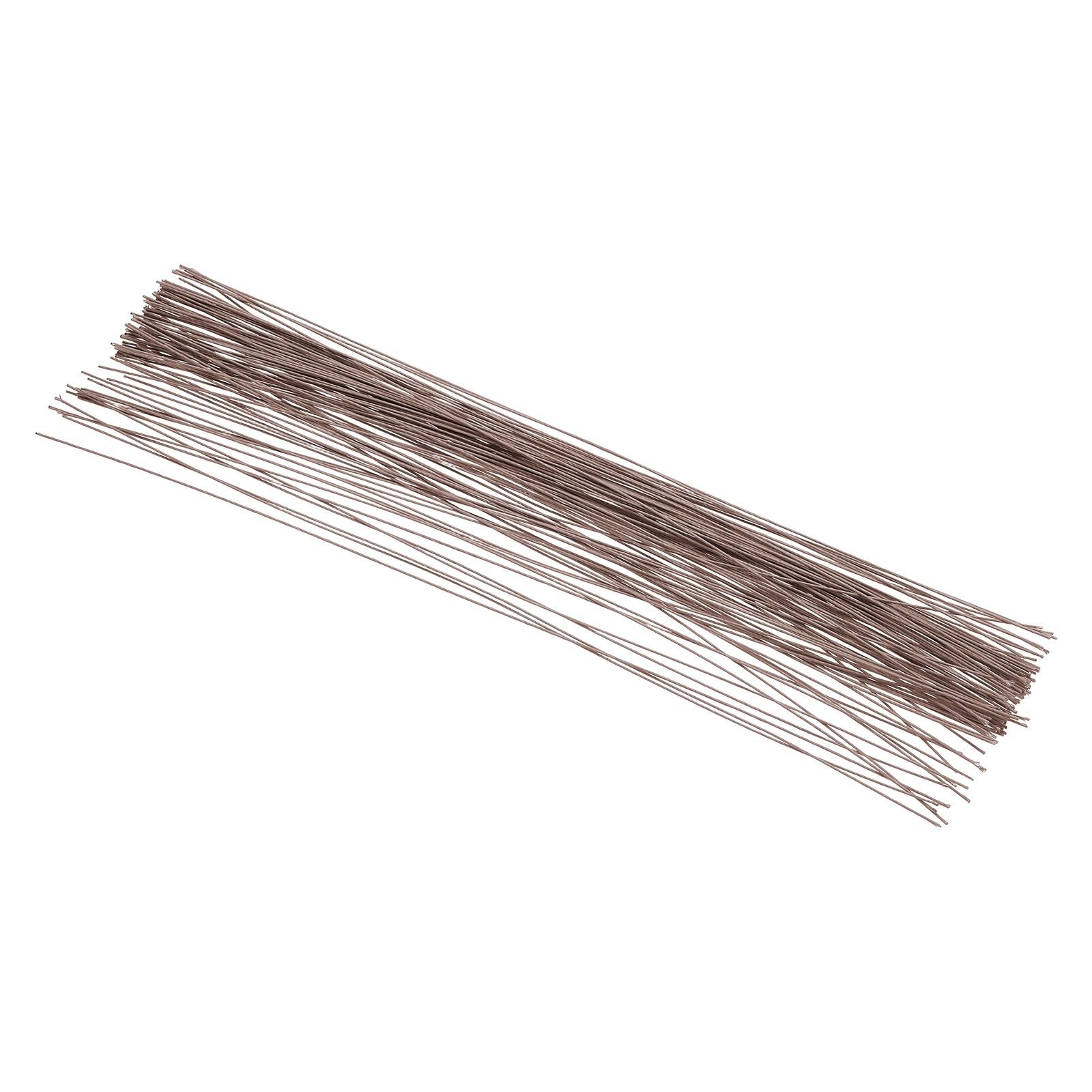 PATIKIL 20 Gauge 16" Floral Stem Wire, 100 Pcs Paper Wrapped Iron Artificial Flower Stem Accessories for DIY Bouquet Stem and Craft Decoration, Brown