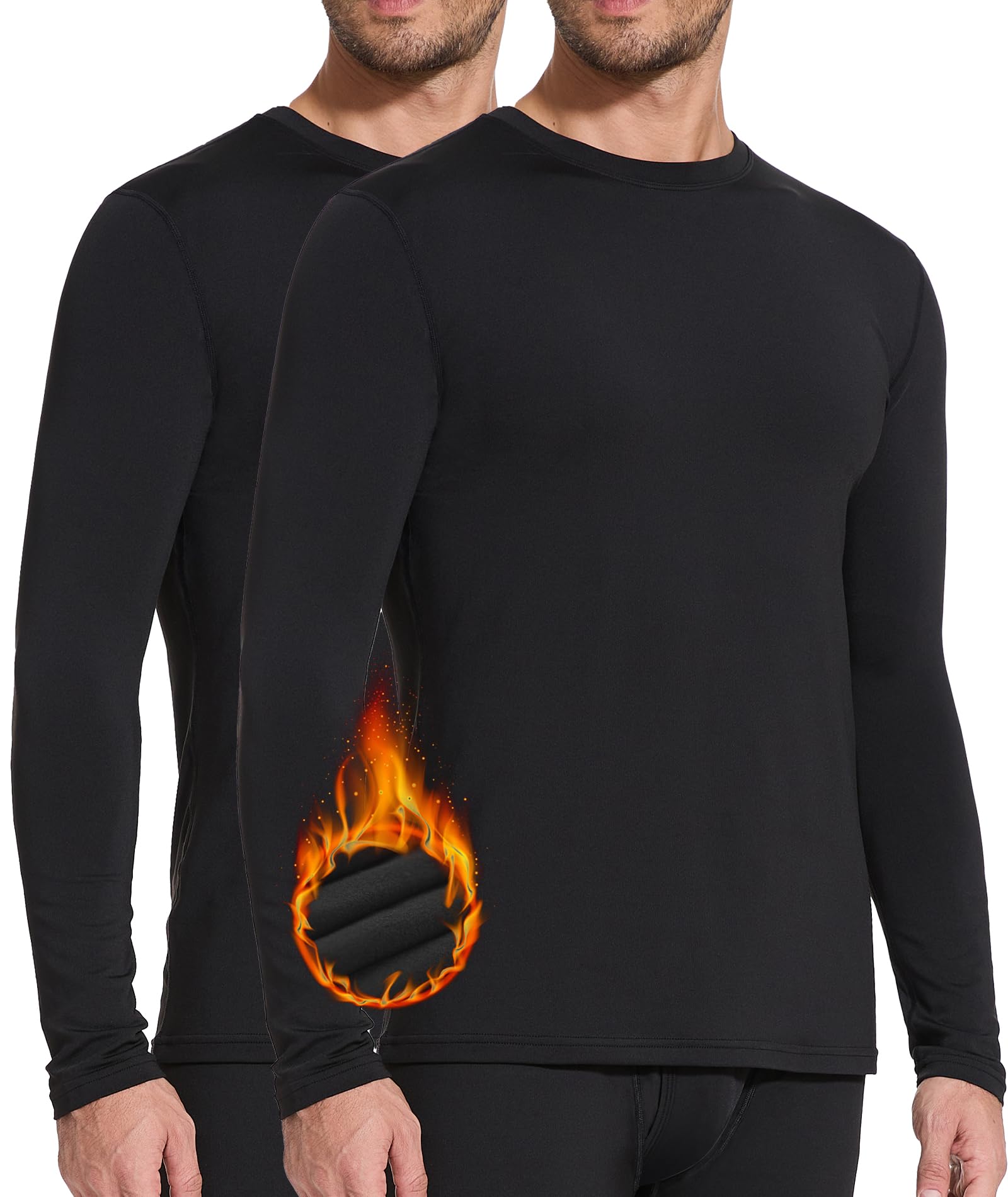 SIHAOHAN - Ropa interior térmica para hombre, forro polar interior, cuello redondo, manga larga, térmica, cálida, transpirable, térmica, ropa interior, ropa interior térmica para hombres