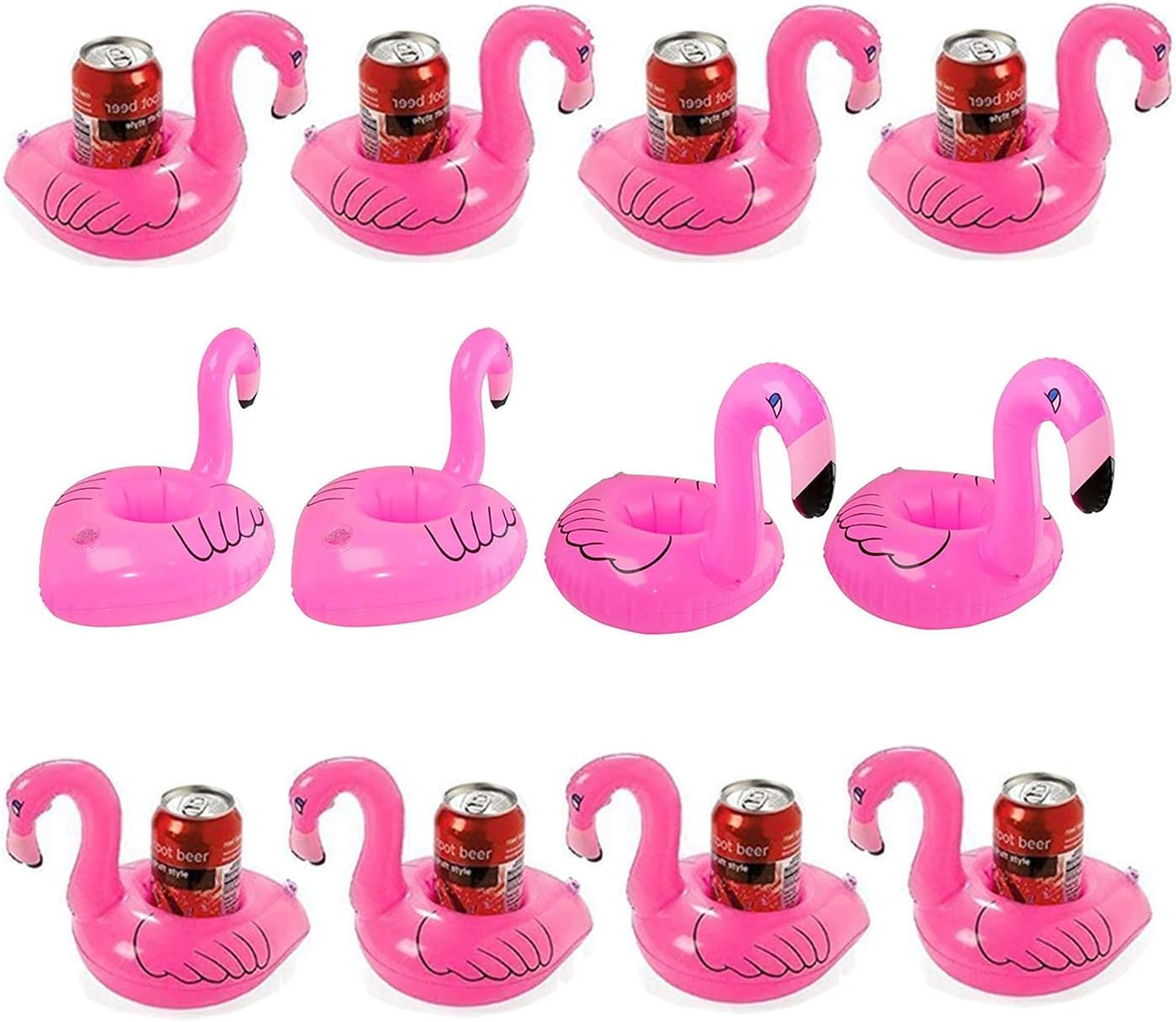 WAUNFOON Inflatable Flamingo Toys,Floating Drink Coasters Cup Holder for Swimming Pool Fun Toy Bachelorette Party&Pool Party Cute decorations-12PACK