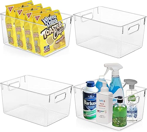 Miniatura 7 de Paquete de 6 organizadores de cocina y almacenamiento de plástico transparente, organizadores de nevera y despensa, alimentos, gabinetes, cocina