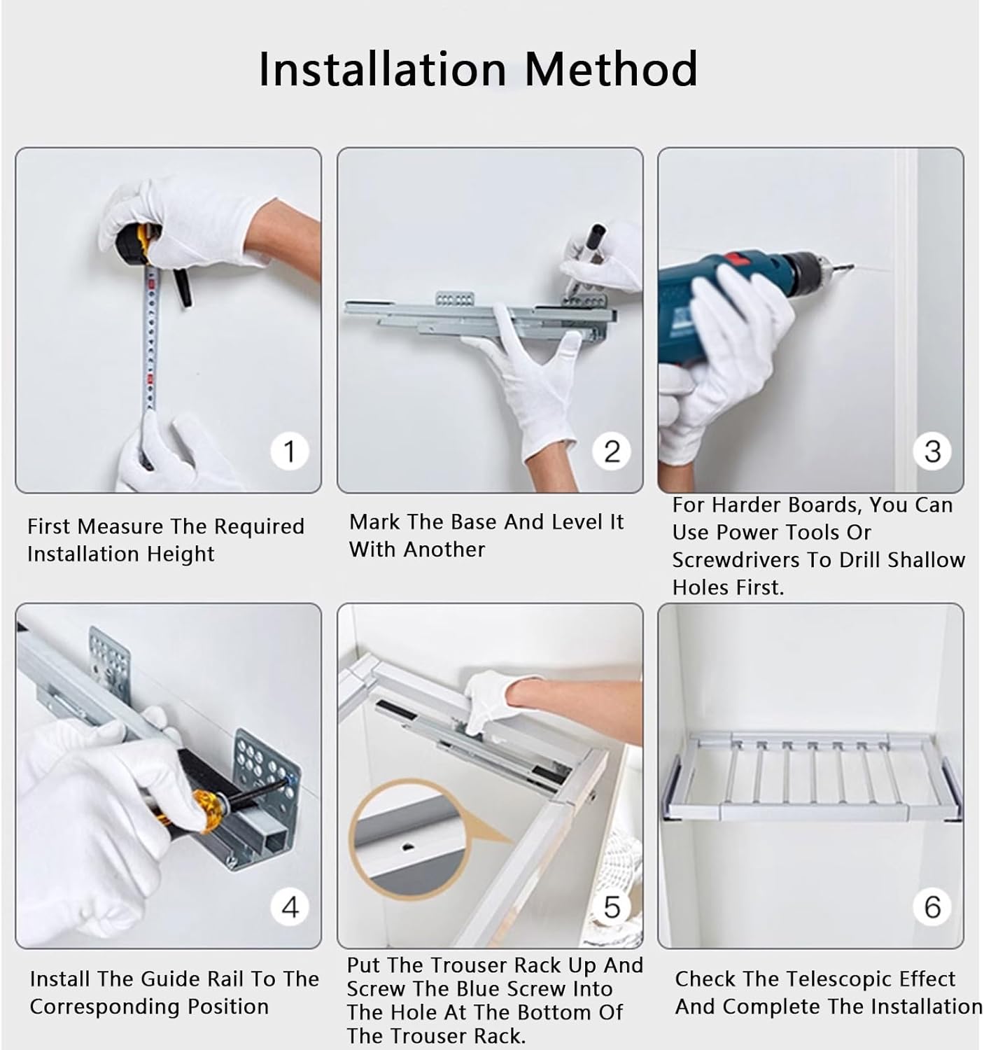 Clothes Rail Pull Out Clothes Rail Drying Rack, Pull-Out Trouser Invisible for Washing Machine Aluminum Alloy ABS Multiple Sizes(65-85cm)