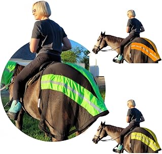 Reflective Horse Blanket Mesh Safety Shield (Neon Green) Made in USA with Soft Fleece Trim, High Visibility Equestrian Reflective Gear, Ideal for Hunting Season, Road Horse Riding, Safety Mesh