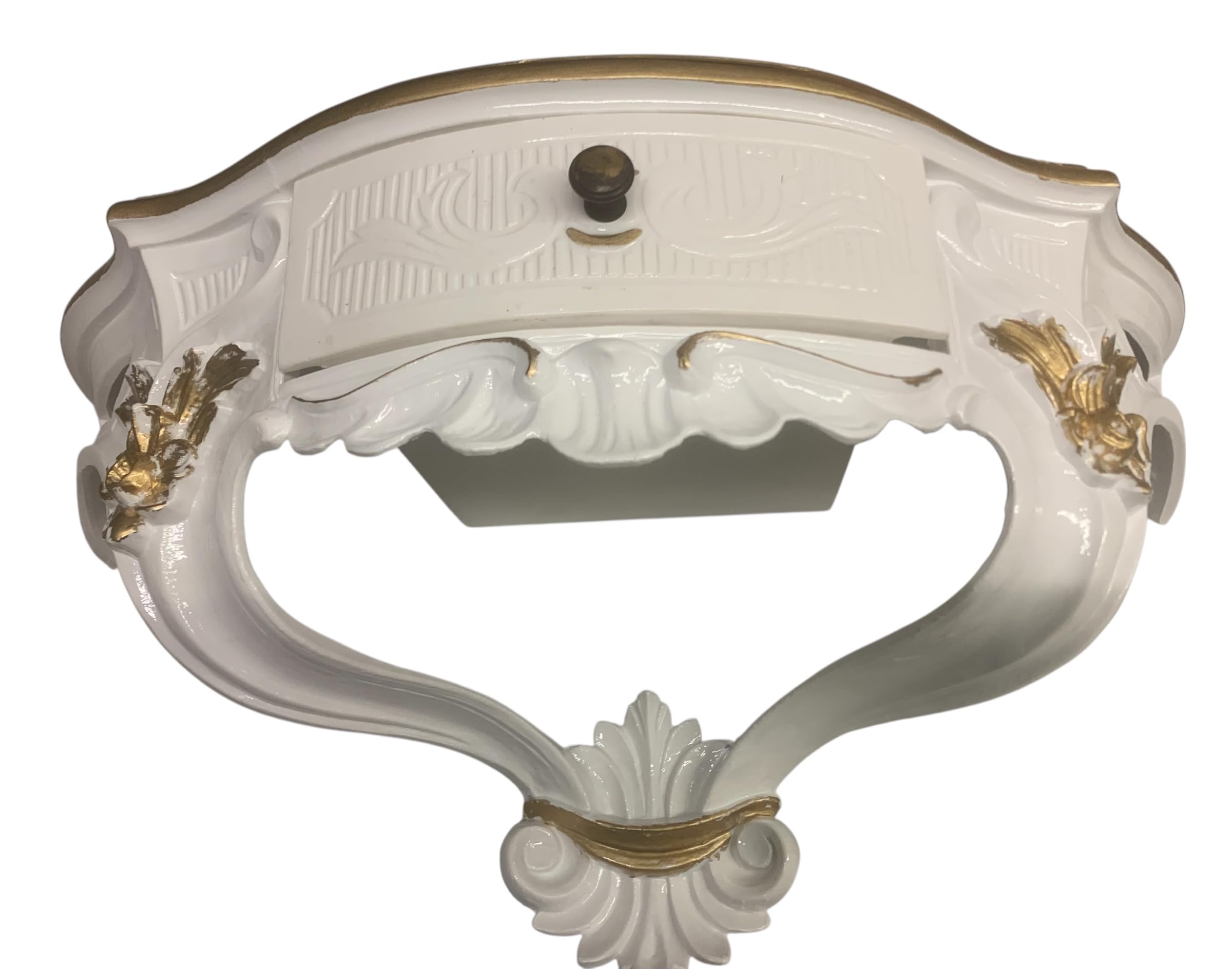 Console murale avec tiroir blanc - Étagères murales dorées - Étagère à fleurs - Or ivoire - Console miroir - Étagère suspendue - Style antique - Console baroque
