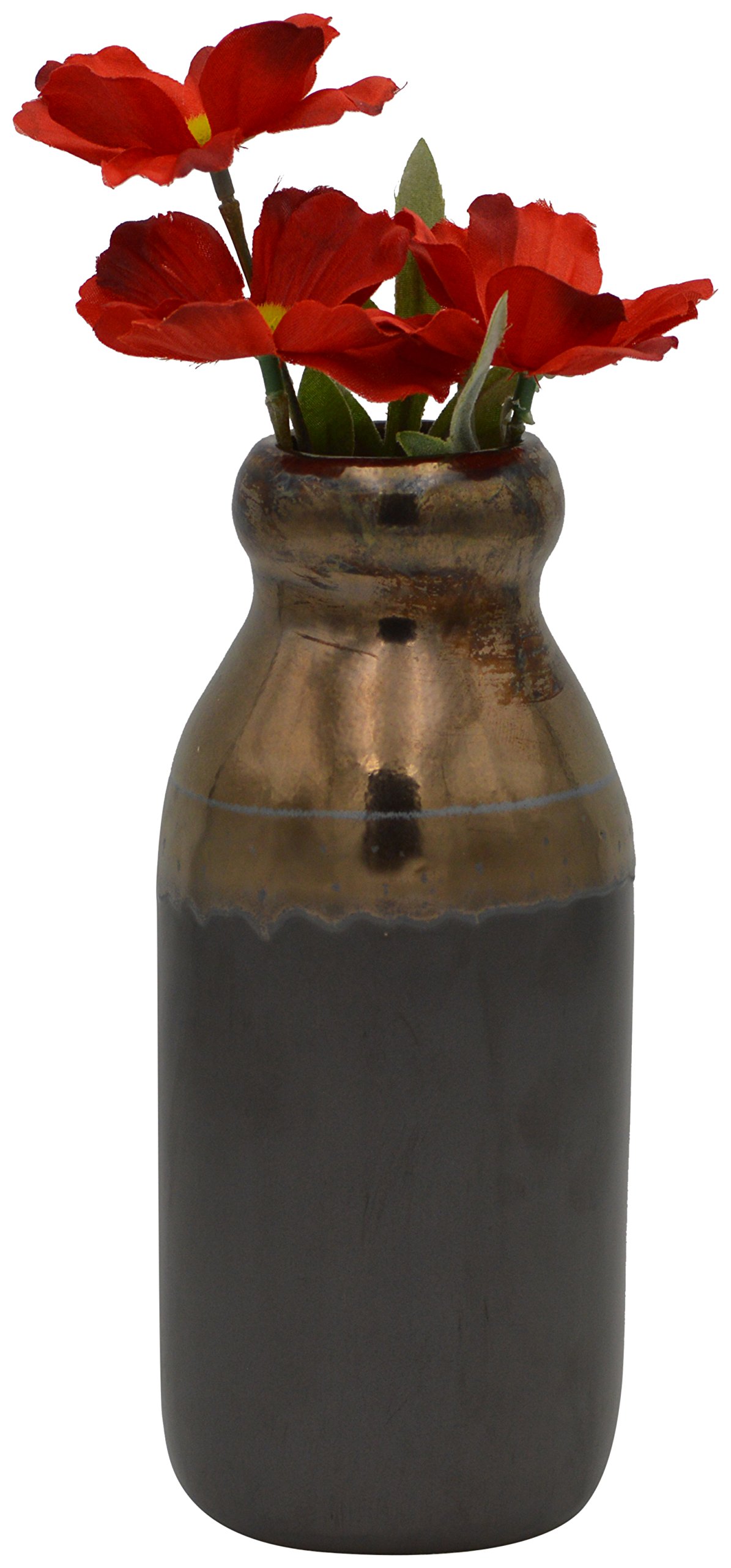 idecor TS3313-H20 Modern Ceramic Vase, Brown/Bronze