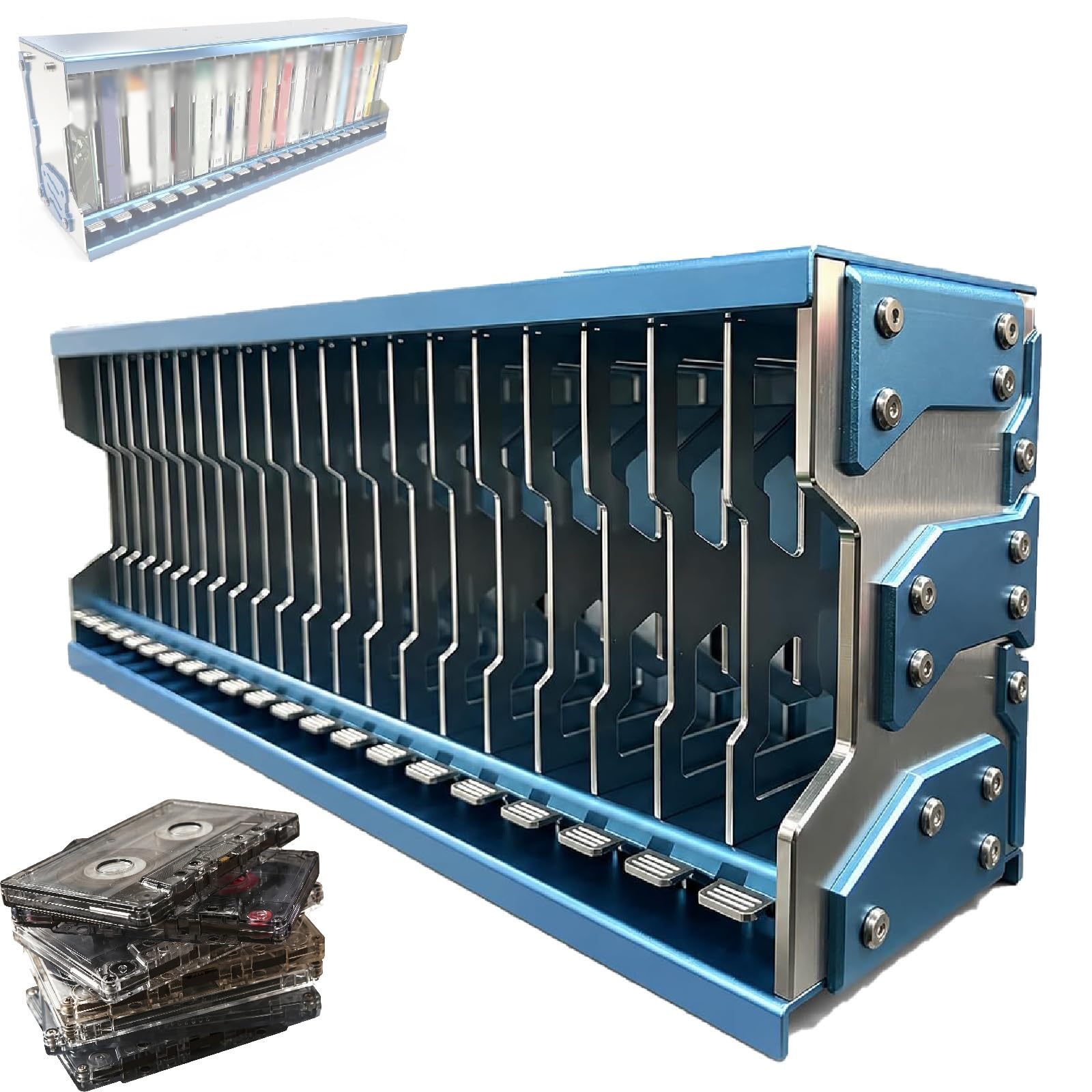 Porte-cassettes au style nostalgique en aluminium pour salon et bureau vintage