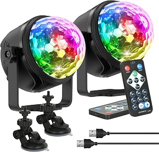 YAZEKY Discokugel Partylicht Disco Licht - 360° Rotierende Musikgesteuert LED Discolicht Mit Fernbedienung, 4m/13ft USB Kabel RGB Dynamisch Ball lights für KTV, DJ, Party, Kinder, Bar Deko(2 Stück)