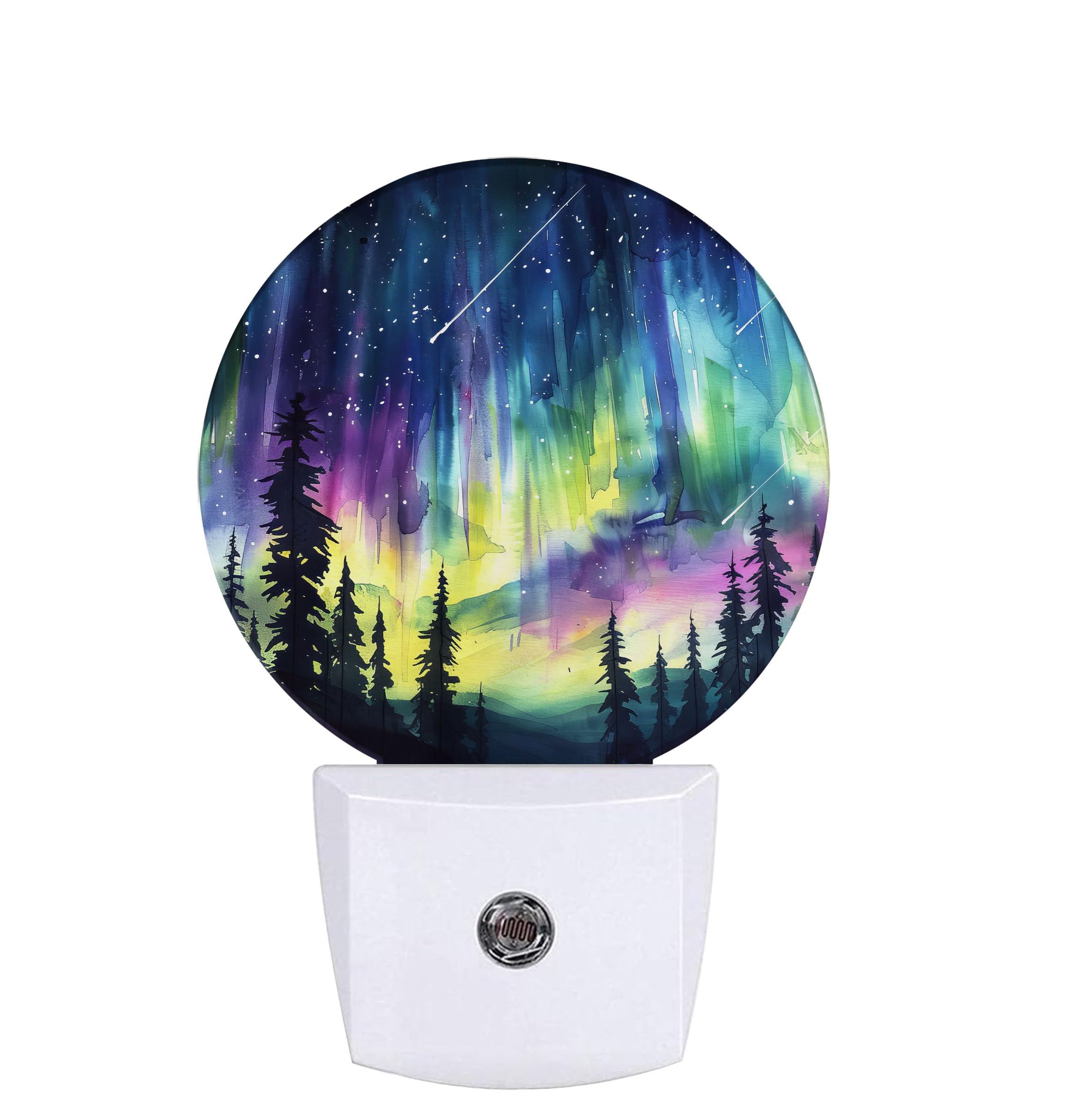 COSHARKLY Aurora Forest Night Light,Plug-in Night Lights with Dusk-to-Dawn Sensor for Bedroom Bathroom and Living Room Sleep Friendly lamp