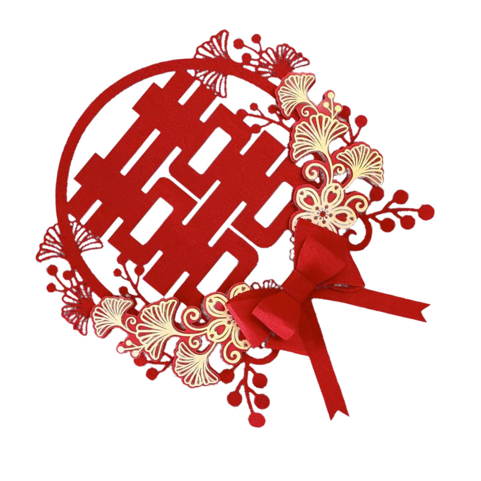 Chinesische Hochzeitsdekoration – Doppeltes Glück & Cartoon-Brautpaar Aufkleber, 2 Stück