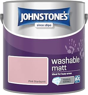Johnstone's - Washable Paint - Pink Starburst - Matt Finish - Emulsion Paint - Highly Durable - Stain Resistant - Non Toxic & Low Odour - 12m2 Coverage per Litre - 2.5L