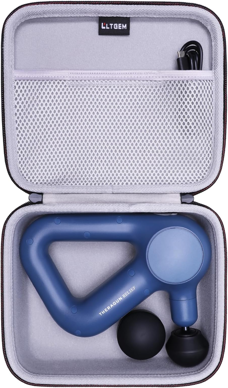 LTGEM Massage Case Compatible with TheraGun Relief Handheld Percussion Massage Gun/Neck/Back/Leg/Shoulder Massage Gun - Travel Protective Carrying Storage Bag, Black + Gray(Case Only)