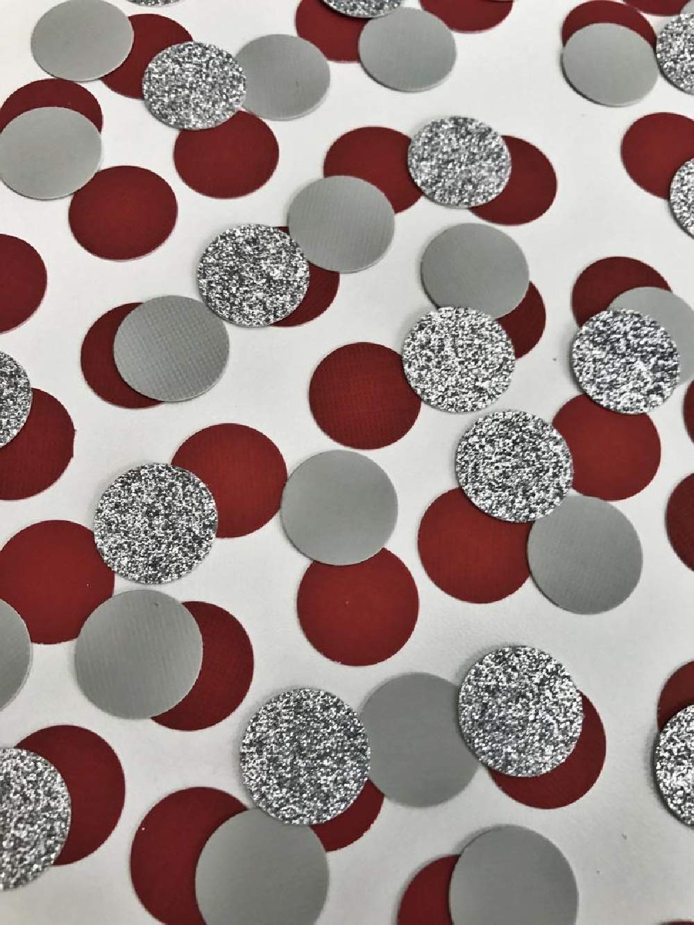 Designs by DH Confetti 100 pieces Paper Circles Silver Gray Garnet Maroon Wine Burgundy Birthday Bridal Shower Wedding Party Decor
