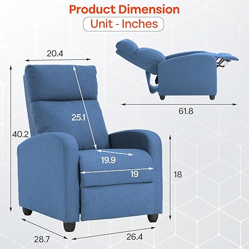 Miniatura 10 de FDW Silla reclinable, silla de masaje, silla de lectura, sofá reclinable, asiento de cine en casa con soporte lumbar, masaje y respaldo acolchado