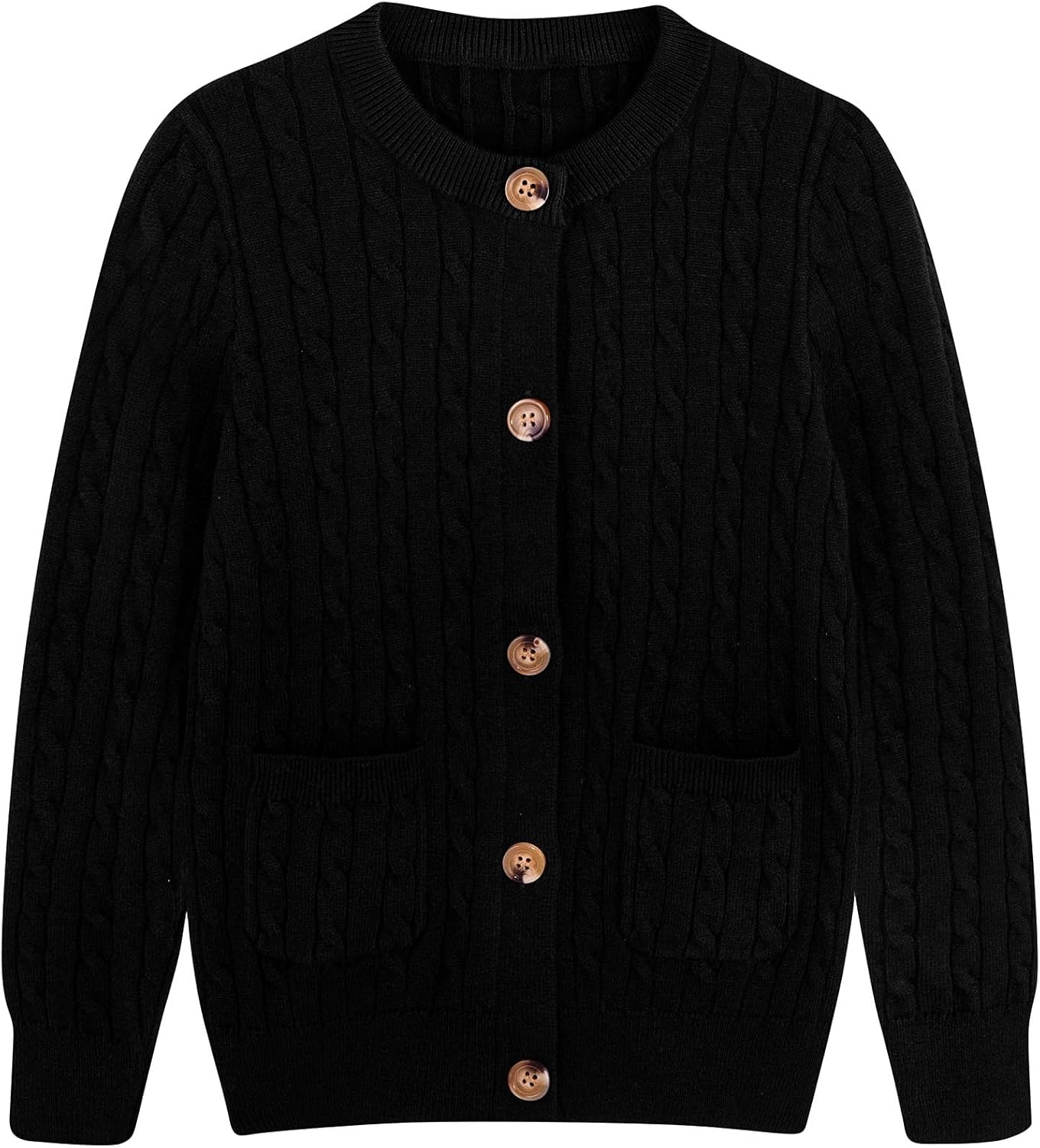 Girls Cardigan Long Sleeve Button Front Sweater Toddler Kids Knit School Uniforms Sweaters with Pockets 3-12 Years