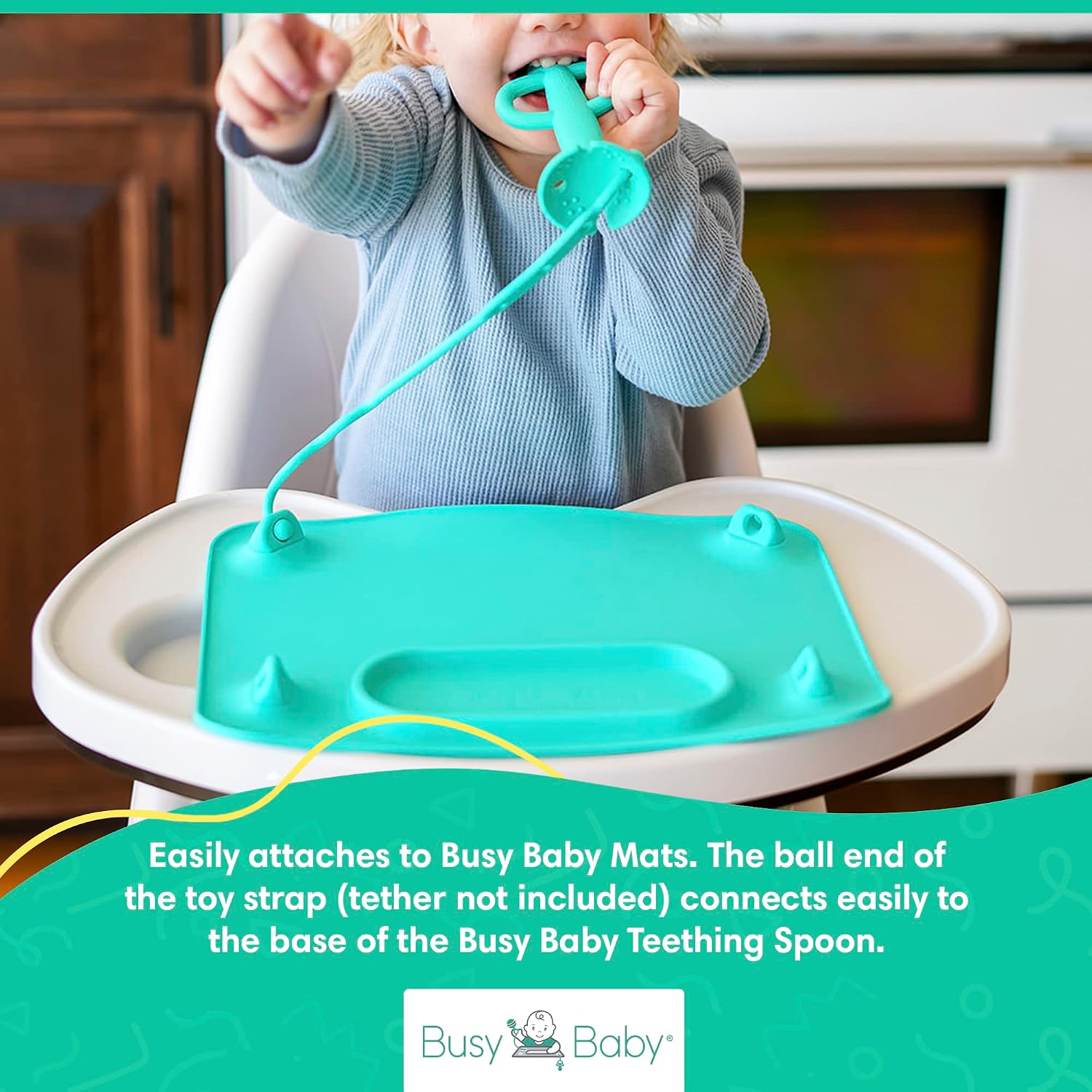 Busy Baby Teething Spoon - 2-in-1 Teether and Training Spoon for Teething Babies and Toddlers to Master Self Feeding - Dishwasher Safe - BPA Free - Made from Food Grade Silicone - Violet