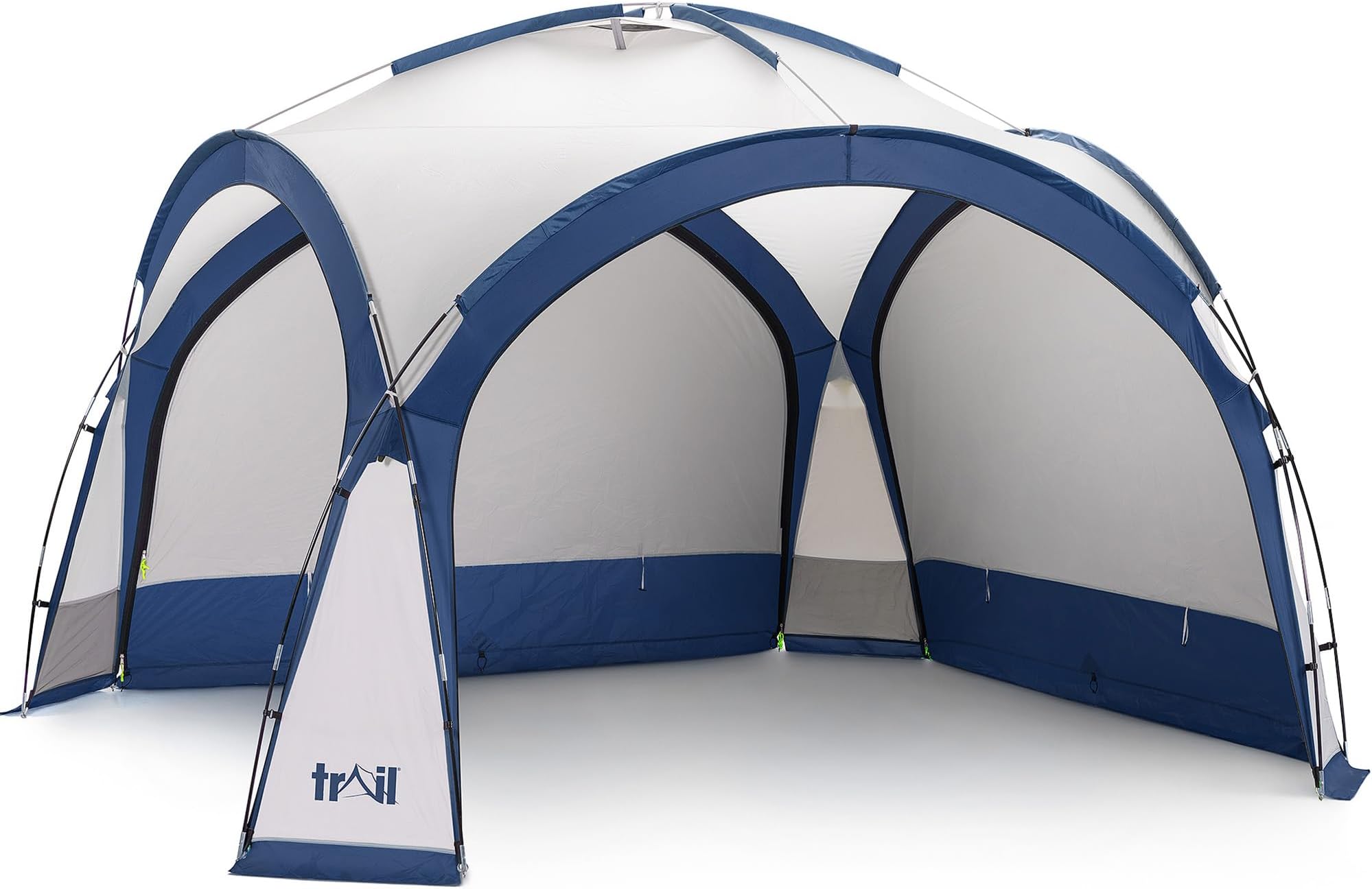 Trail Gazebo with Zip Away Sides, Dome Event Shelter for Outdoor Camping Garden Festival, Waterproof 2000mm, UPF50+ UV Sun Protection, Travel Bag, 3.5m x 3.5m x 2.3m (Blue)