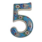 Large Ceramic Housewarming Sign Ceramic Address Plaque House Numbers Sign Door Personalized Coloured Decorative Hand Decoratede Housewarming Gifts Tulip Design 12 * 9 cm (Turquoise, 5)