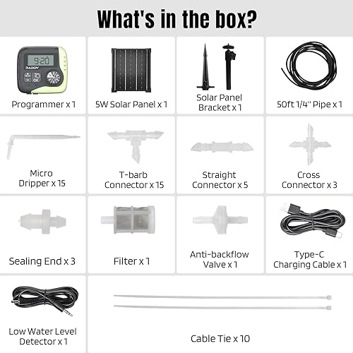 Miniatura 7 de WS-1 Kit de riego por goteo, sistema de riego automático alimentado por energía solar de 5 W, temporizador de agua fácil de bricolaje para plantas