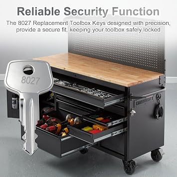 交換用ツールボックスキー 職人ツールボックス 8027チェスト両面カットキー コバルト、ハスキー、タスクフォース、ウォータールー、Westward、Sears、Evolvキャビネットロック、2個