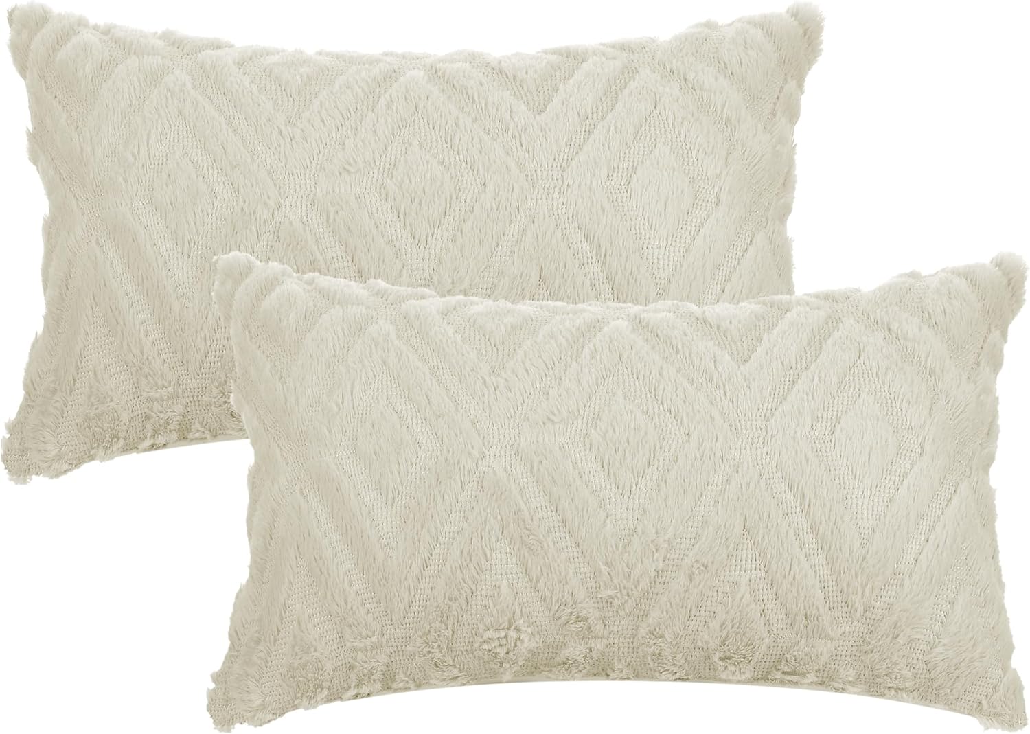uxcell Set of 2 Shaggy Plush Faux Fur Throw Pillow Covers Solid Striped Soft Pillow Covers for Sofa Living Room 18 x 18 Inch Green-1