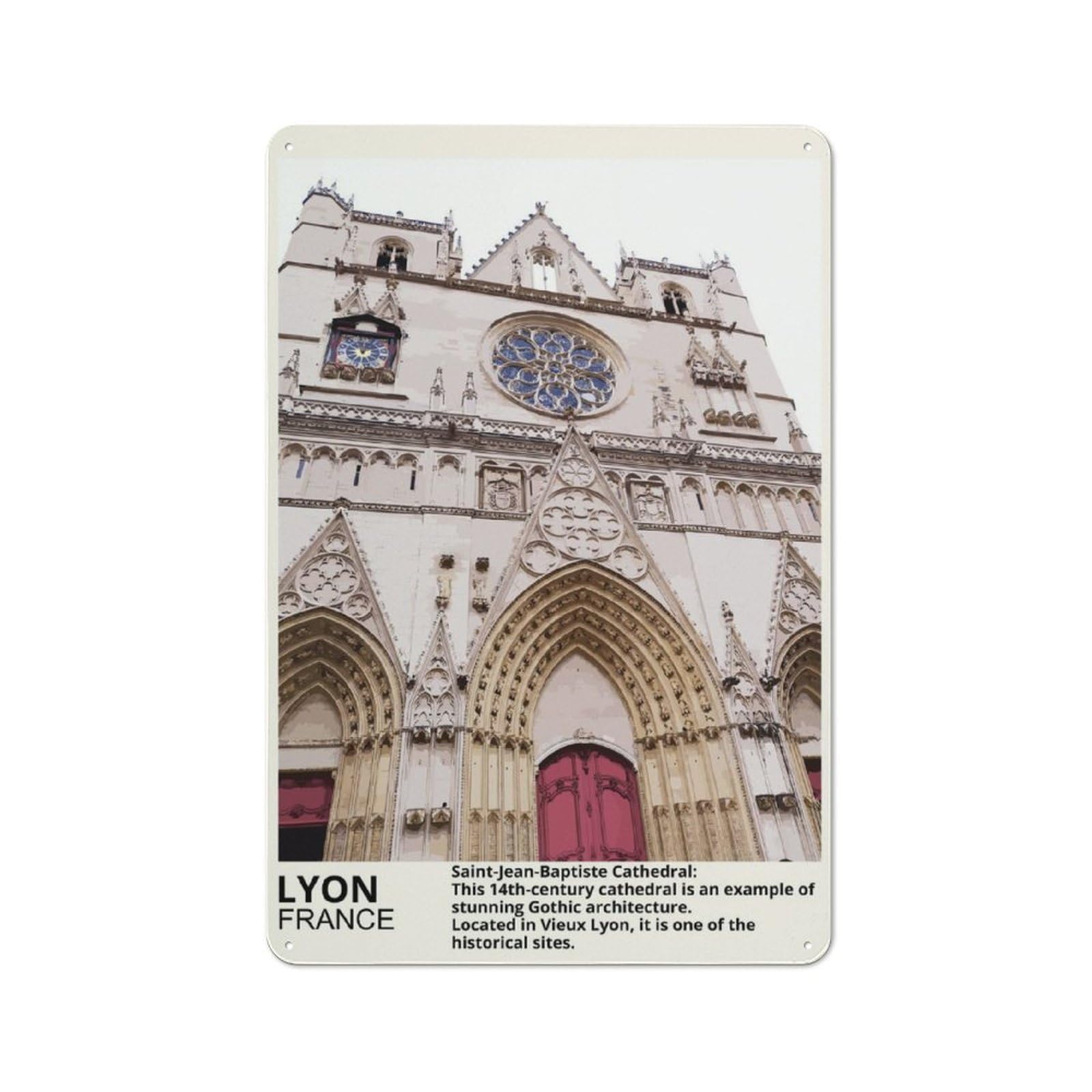 Junmoney Lyon France Vintage Tin Wall Plaque 30X20cm For Workshop Wall, A Decorative Christmas Gift For Makers And Diy Enthusiasts