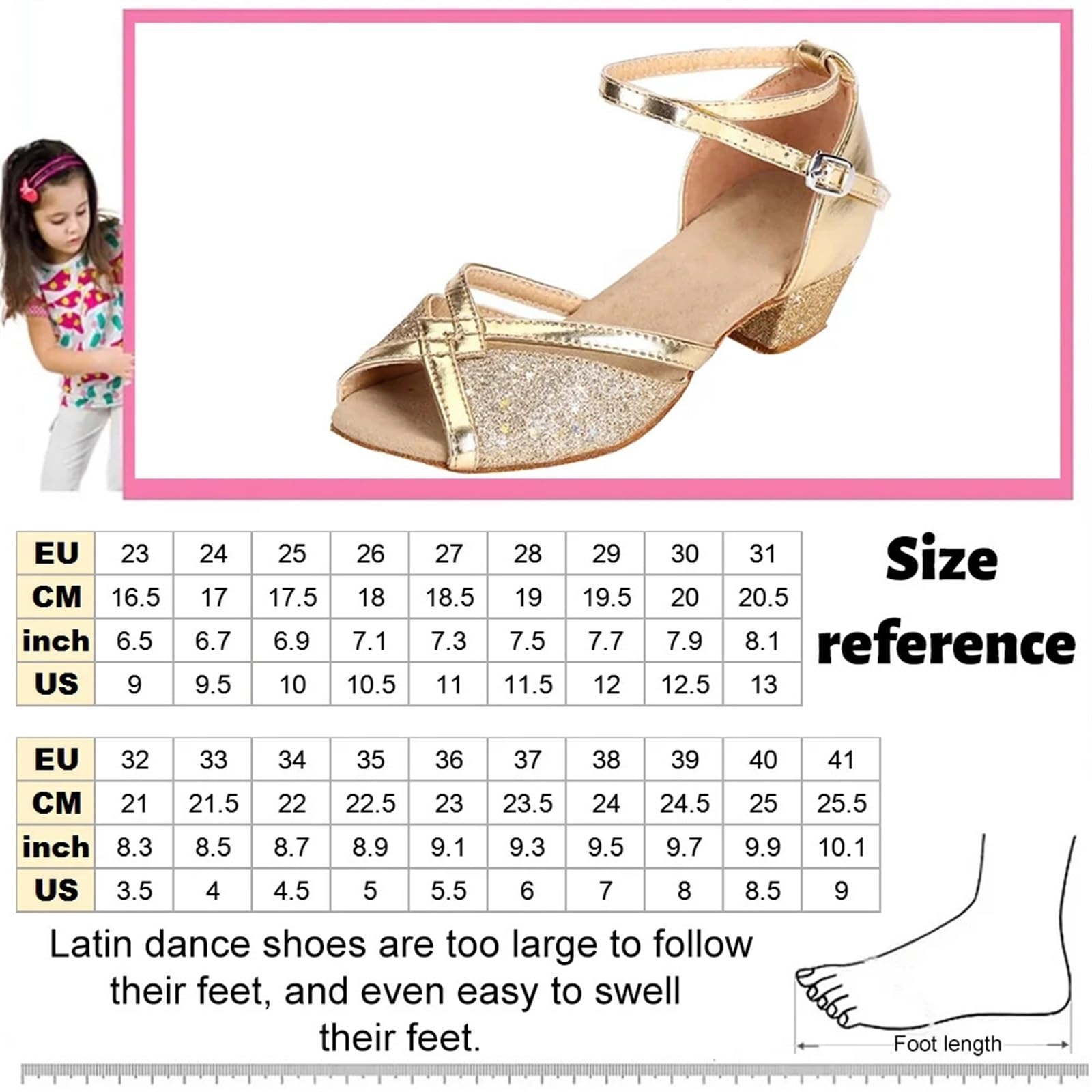 Scarpe da Ballo Latino Scarpe da Principessa for Ragazze Ballo Latino con Paillettes Sandali Aperti Décolleté Tacco Perla Cristallo Bling for Bambini Scuola/Squadra(Sky Blue,40)
