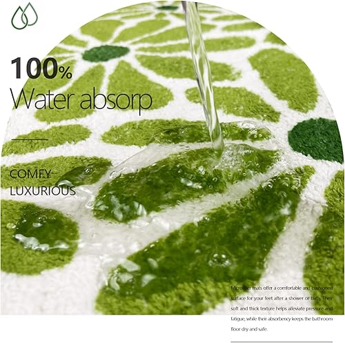 Miniatura 4 de SHIYUE Alfombras verdes de baño, tapetes de microfibra suaves para baño, antideslizantes e impermeables, tapete de baño suave, para decoración de
