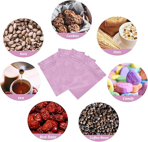 Miniatura 3 de 100 bolsas holográficas de tereftalato de polietileno, bolsas de embalaje, bolsas brillantes resellables a prueba de olores, para almacenamiento de