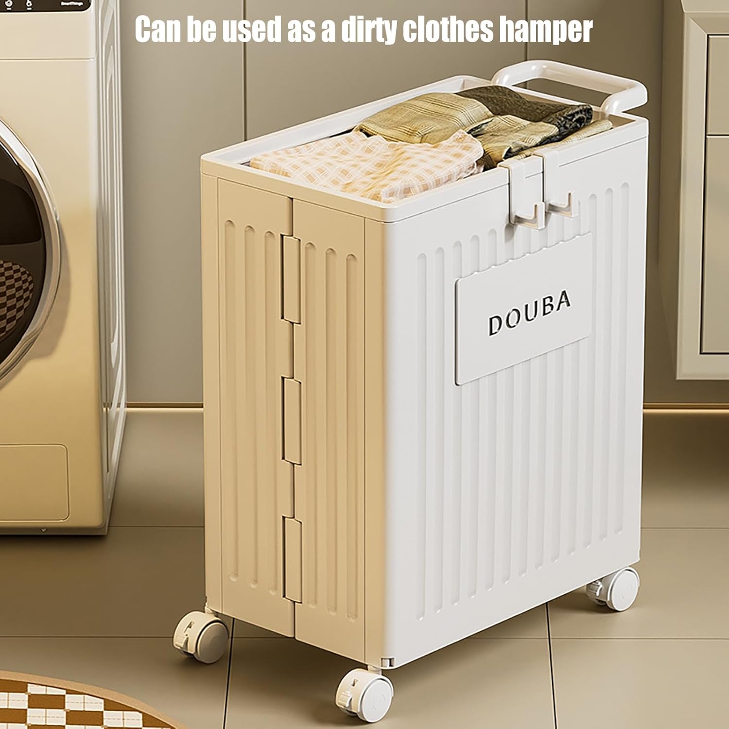 Collapsible Storage Bin with Lid Folding Storage Container and Simple-to-assemble Closet Organizer with Wheels to Store Clothes, Gym Equipment, Books, Dolls15.3x9.8x20.7 in